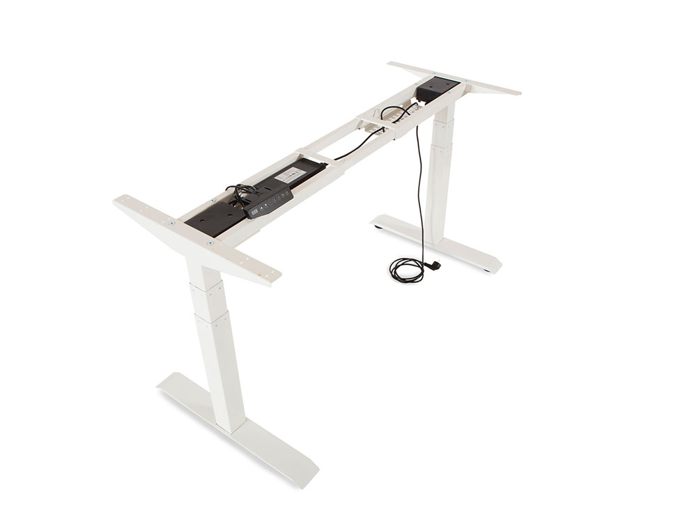 MESA ROCADA REGULAVEL EM ALTURA ELECTRICAMENTE ATE 129 CM ESTRUTURA DE ACO NO TAMPO 180 CM COR CARVALHO