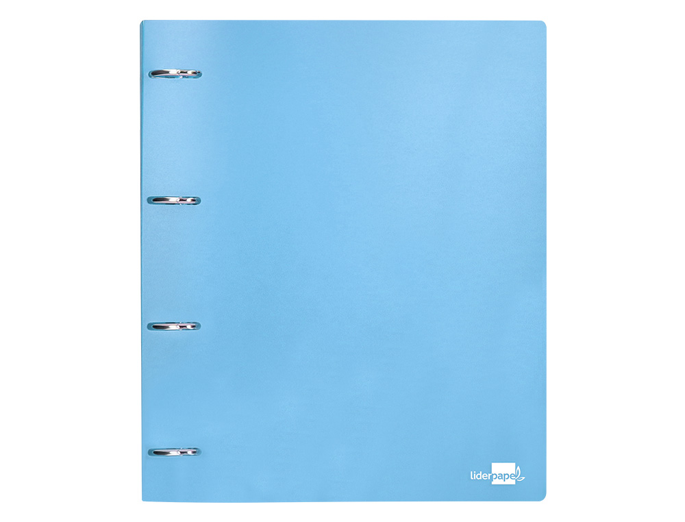 PASTA LIDERPAPEL POLIPROPILENO DIN A4 4 ANEIS MISTOS 40 MM CELESTE OPACO