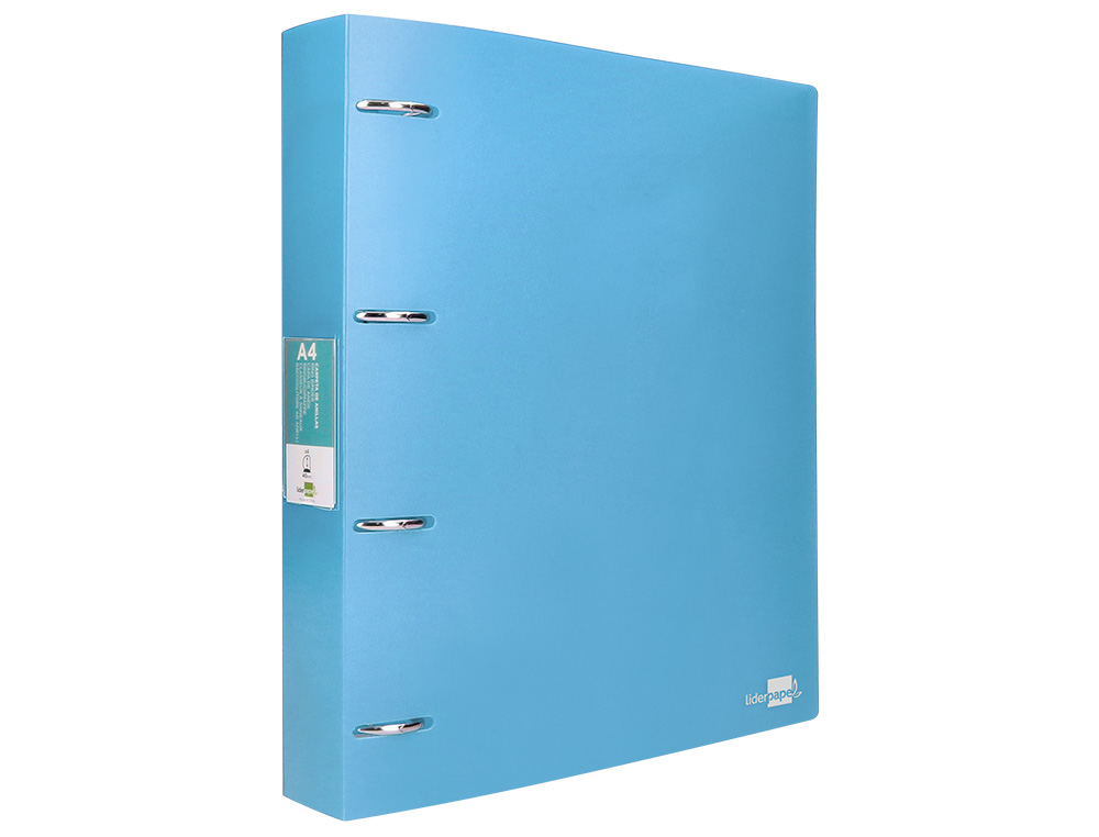 PASTA LIDERPAPEL POLIPROPILENO DIN A4 4 ANEIS MISTOS 40 MM CELESTE OPACO