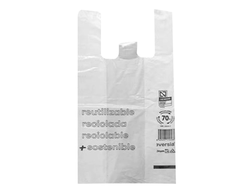 BOLSA RECICLADA 70% BRANCA 50 MC 30X40 CM APTA LEGISLACAO DE BOLSAS 2021