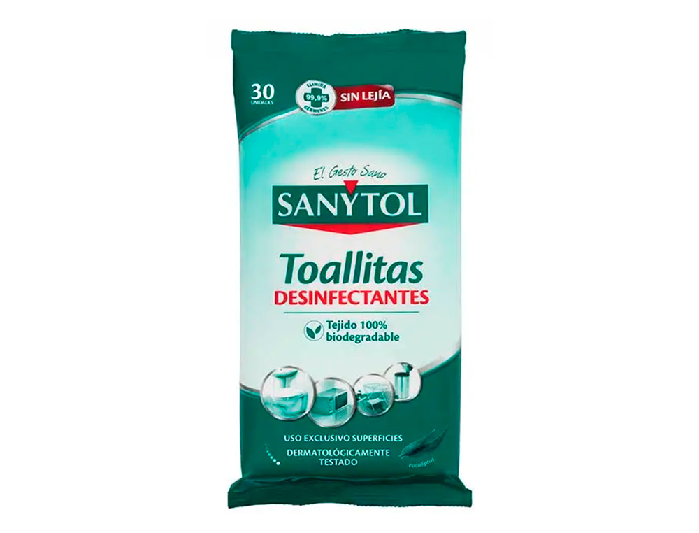 TOALHITA DESINFETANTE SANYTOL BIODEGRADAVEL PACOTE DE 30 UNIDADES