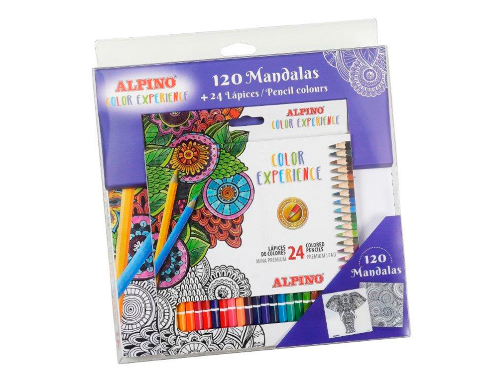 SET DE DESENHO ALPINO COLOR EXPERIENCE 24 LÁPIS DE COR E LIVRO DE 120 MANDALAS