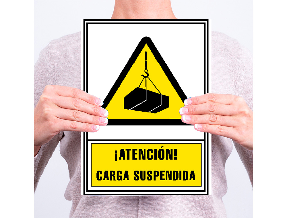 PICTOGRAMA ARCHIVO 2000 ATENCAO CARGA SUSPENSA PVC AMARELO LUMINISCENTE 210X297 MM