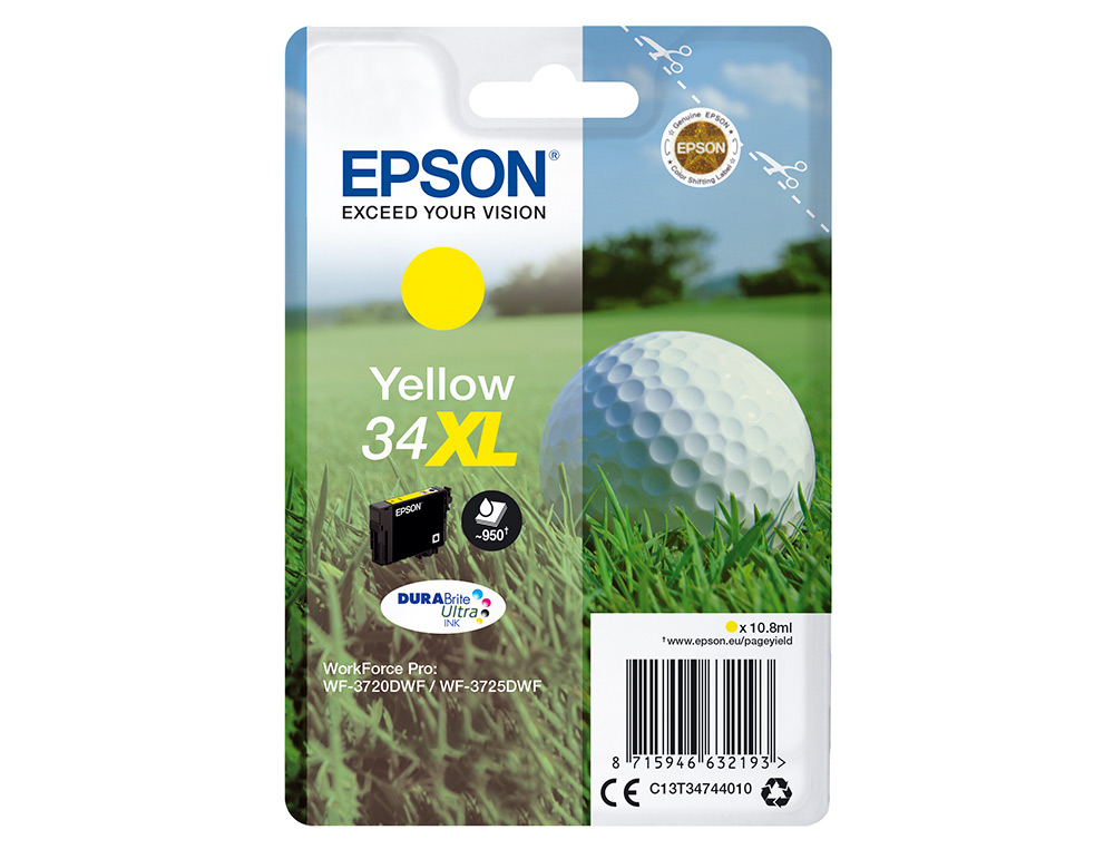 TINTEIRO EPSON SINGLEPACK AMARELO 34XL DURABRITE ULTRA INK