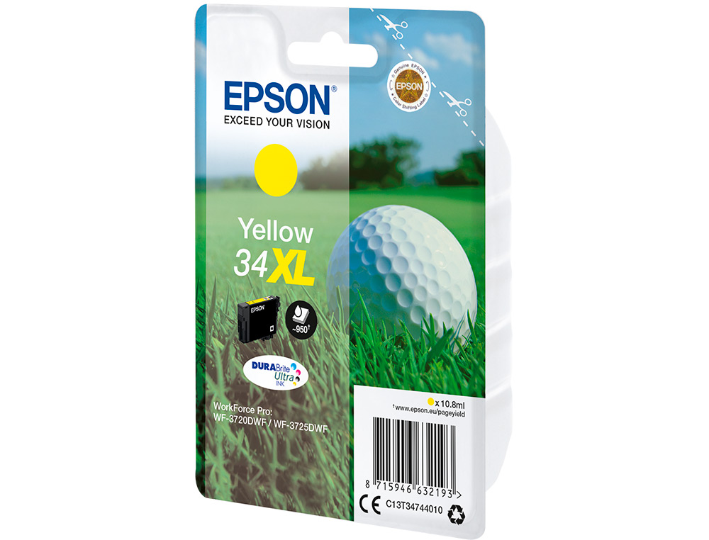 TINTEIRO EPSON SINGLEPACK AMARELO 34XL DURABRITE ULTRA INK