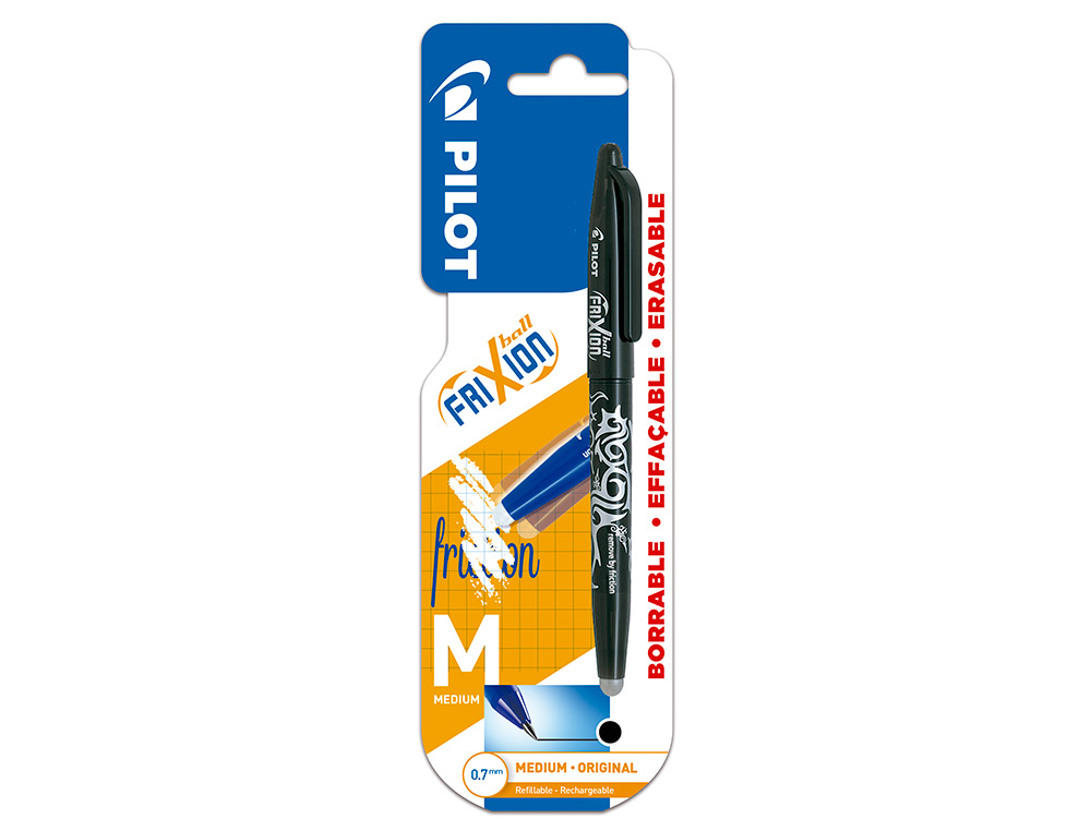 ESFEROGRAFICA PILOT FRIXION BALL APAGAVEL 0,7 MM PONTA MEDIA PRETO EM BLISTER