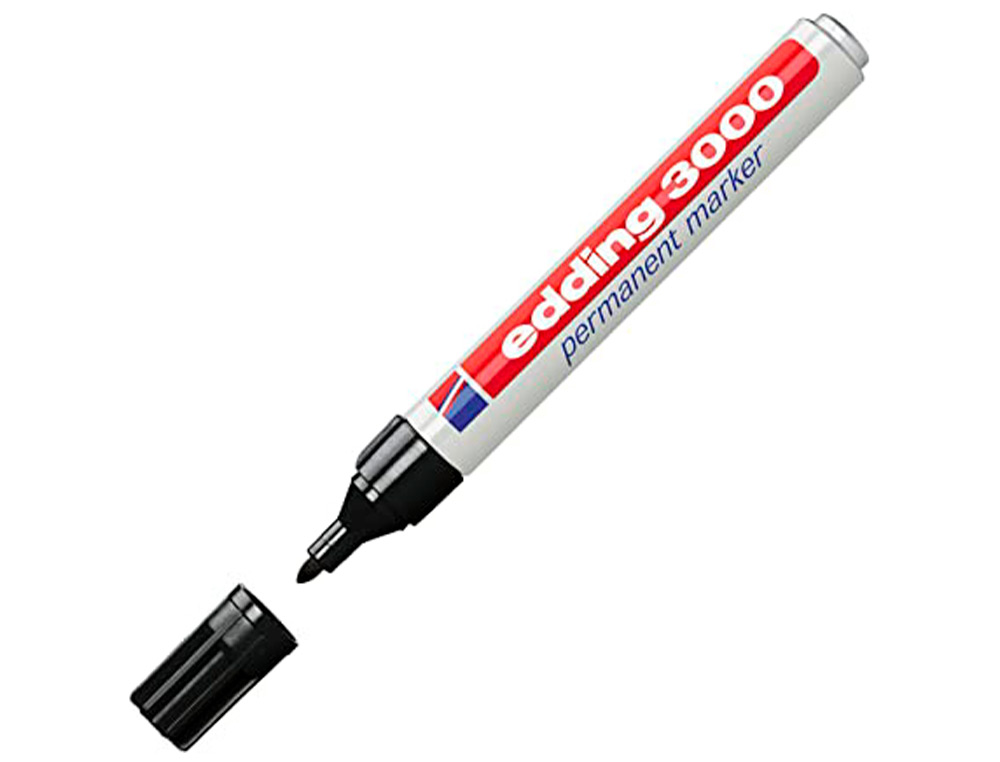 MARCADOR EDDING MARCADOR PERMANENTE 3000 PRETO N.1 PONTA REDONDA 1,5-3 MM BLISTER DE 1 UNIDADE
