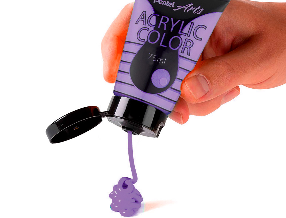 TINTA ACRILICA PENTEL EM TUBO DE 75 ML COR ESPECIAL LILAS METALICO