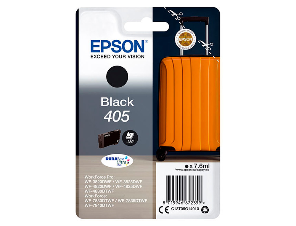 TINTEIRO EPSON 405 WF-3820DWF / WF-4820DWF / WF-7830DTWF / WF-7840DTWF PRETO