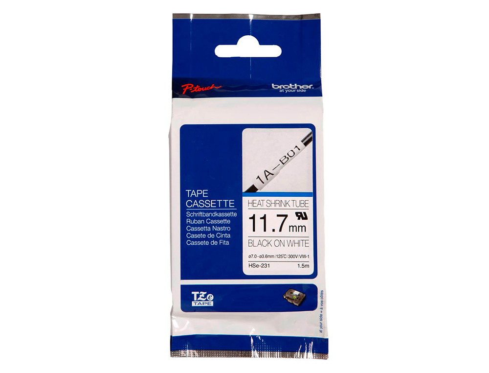 FITA BROTHER HSE 231 TERMORETRATIL 11,7 MM PRETO/BRANCO