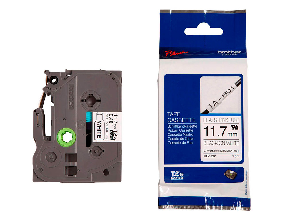 FITA BROTHER HSE 231 TERMORETRATIL 11,7 MM PRETO/BRANCO