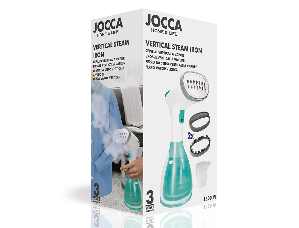 ESCOVA ALISADORA A VAPOR JOCCA VERTICAL SISTEMA ANTI-GOTEJAMENTO 1500W DEPOSITO 280 ML 290X170X120 MM