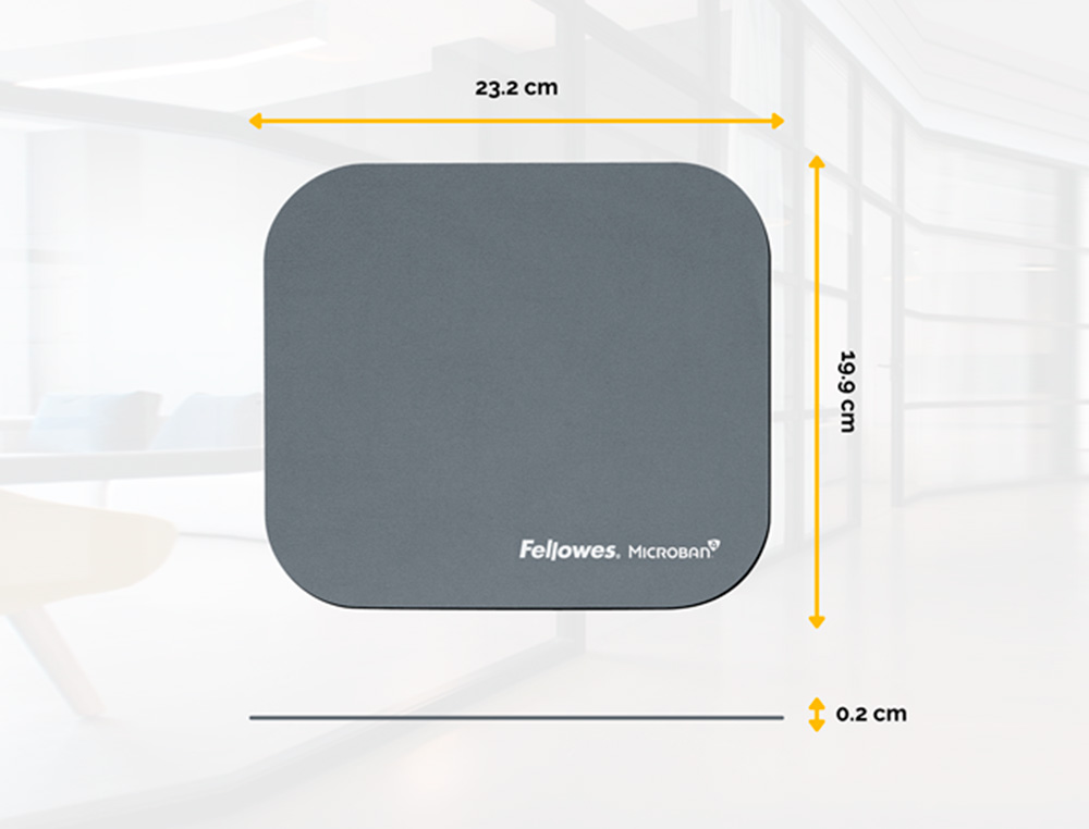 TAPETE PARA RATO FELLOWES COM PROTECAO MICROBAN COR CINZA 226X192X3 MM