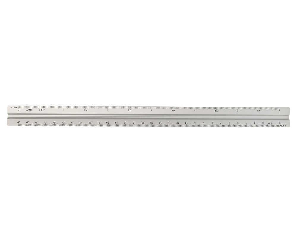 ESCALA LIDERPAPEL ALUMINIO FORMA TRIANGULAR COM BOLSA PROTETORA COMPRIMENTO 30 CM 1:20 1:25/1:50/1:75/1:100/1:150