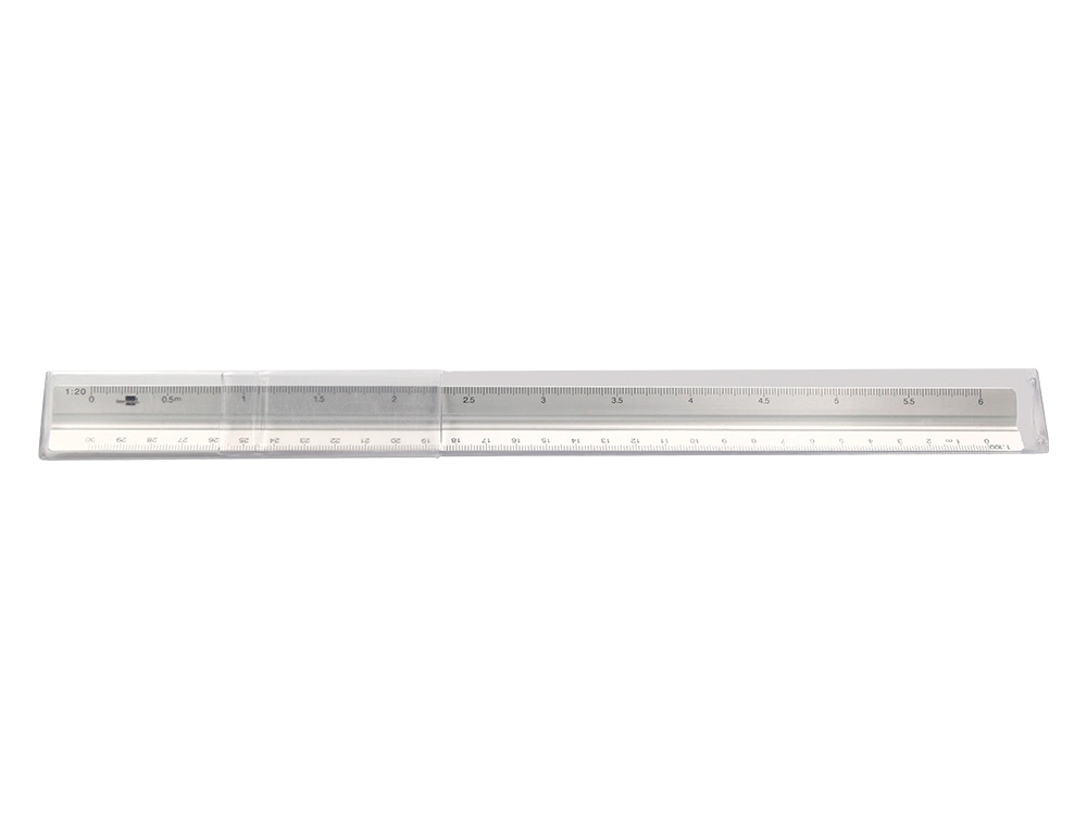 ESCALA LIDERPAPEL ALUMINIO FORMA TRIANGULAR COM BOLSA PROTETORA COMPRIMENTO 30 CM 1:20 1:25/1:50/1:75/1:100/1:150
