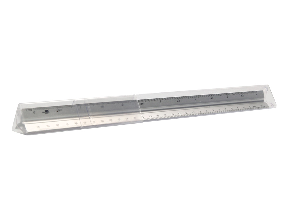 ESCALA LIDERPAPEL ALUMINIO FORMA TRIANGULAR COM BOLSA PROTETORA COMPRIMENTO 30 CM 1:20 1:25/1:50/1:75/1:100/1:150