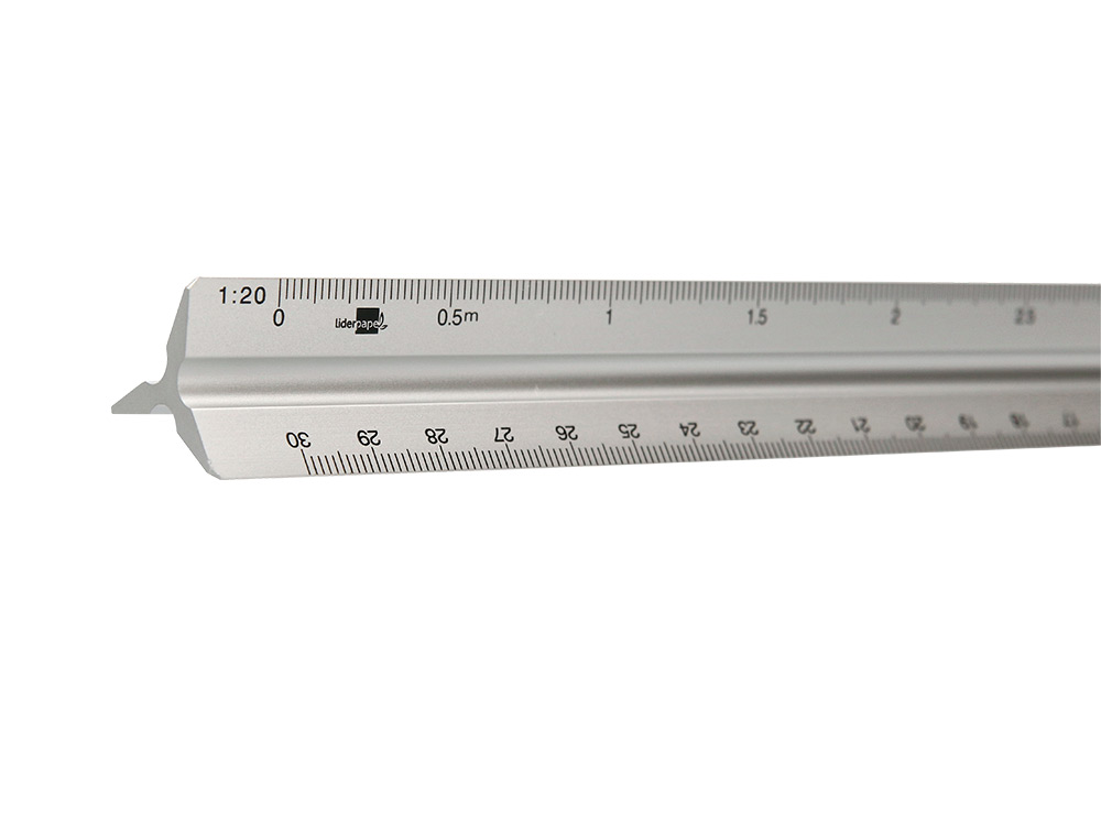 ESCALA LIDERPAPEL ALUMINIO FORMA TRIANGULAR COM BOLSA PROTETORA COMPRIMENTO 30 CM 1:20 1:25/1:50/1:75/1:100/1:150
