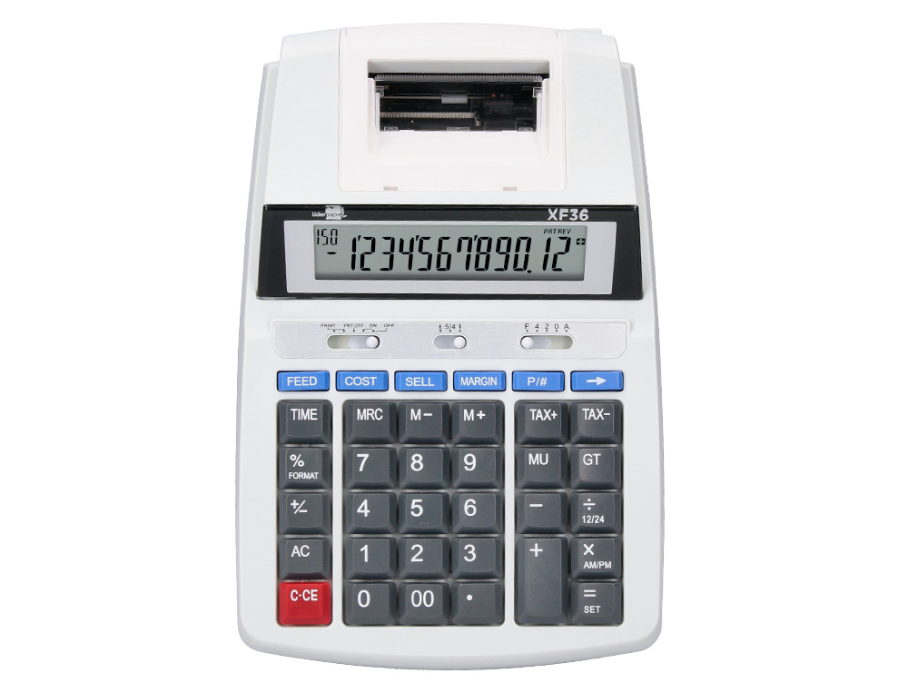CALCULADORA LIDERPAPEL DE SECRETARIA COM IMPRESSORA ECRA PAPEL 12 DIGITOS IMPRESSAO BICOLOR BRANCA 235X155X62 MM
