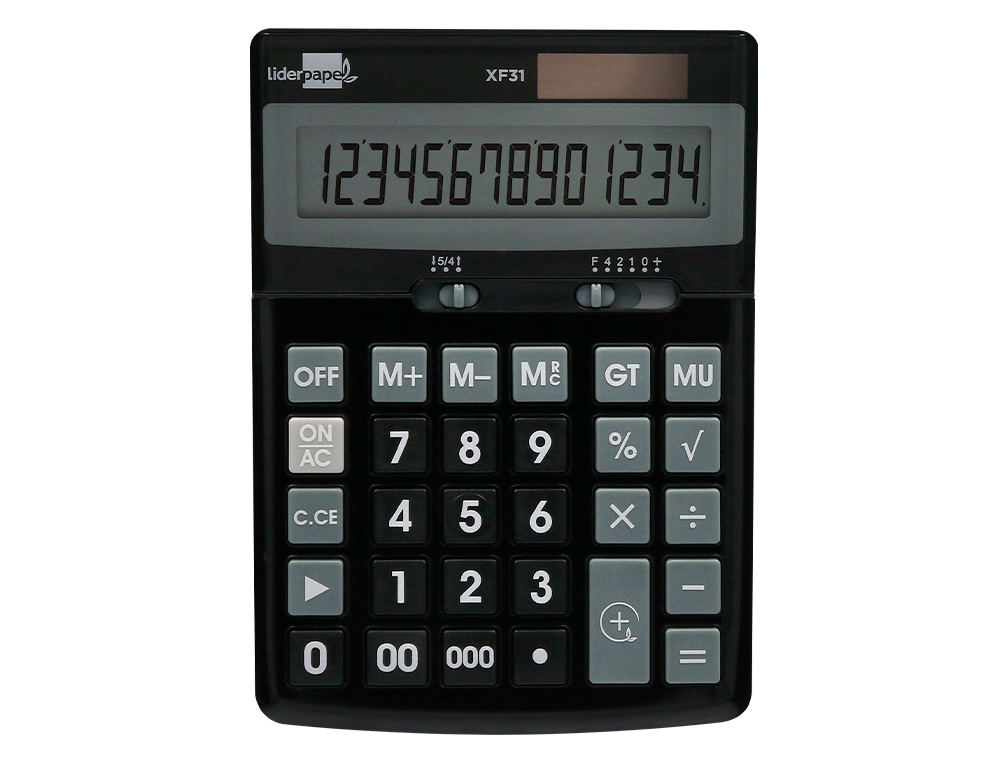 CALCULADORA LIDERPAPEL DE SECRETARIA XF31 14 DIGITOS SOLAR E PILHAS COR PRETO 170X122X35 MM