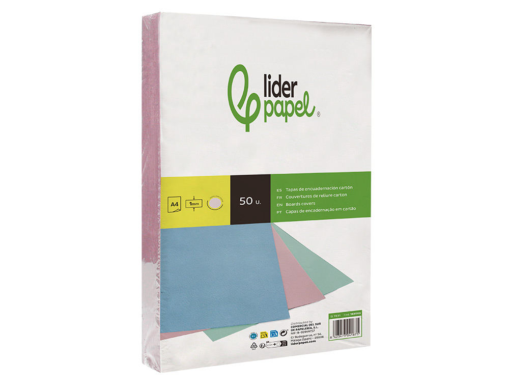 CAPA DE ENCADERNACAO LIDERPAPEL CARTAO DIN A4 1 MM ROSA PACK DE 50 UNIDADES