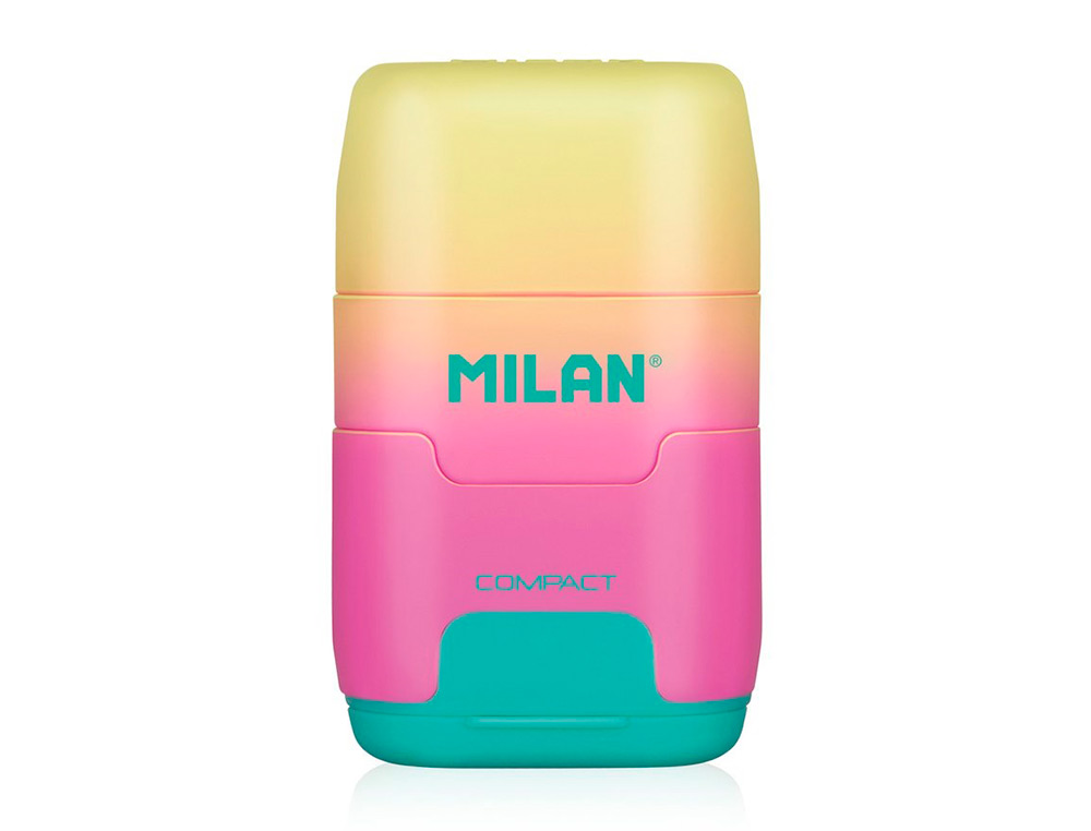 APARA LAPIS MILAN COMPACT SUNSET PLASTICO 2 USOS COM BORRACHA CORES SORTIDAS