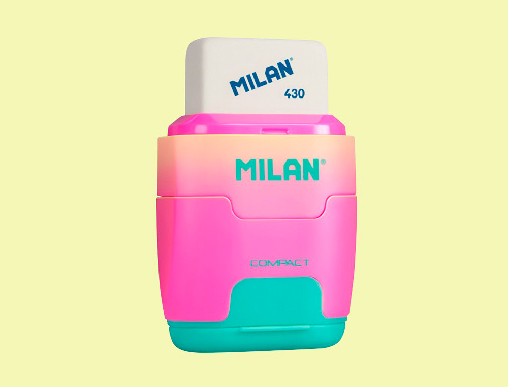 APARA LAPIS MILAN COMPACT SUNSET PLASTICO 2 USOS COM BORRACHA CORES SORTIDAS