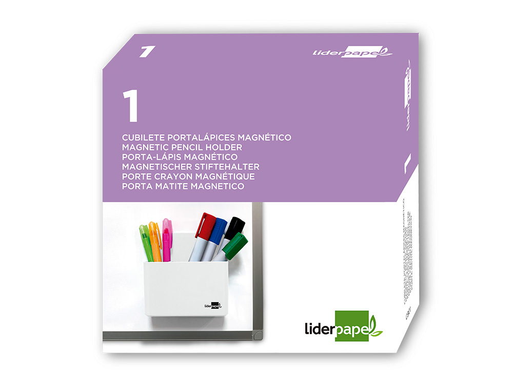 PORTA LAPIS LIDERPAPEL PLASTICO MAGNETICO COR BRANCO 125X75X40 MM