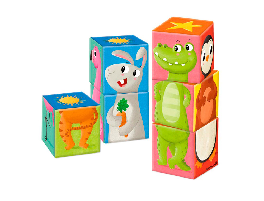 PUZZLE GOULA CUBOS DE CARTAO EMPILHAVEIS MATCH&MIX 6 PECAS