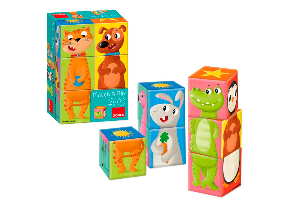 PUZZLE GOULA CUBOS DE CARTAO EMPILHAVEIS MATCH&MIX 6 PECAS