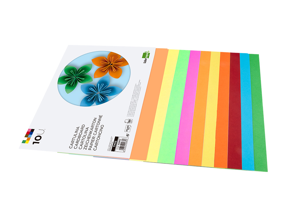 BLOCO TRABALHOS MANUAIS LIDERPAPEL CARTOLINA 240X315MM 10 FOLHAS 5 CORES NEON + 5 CORES INTENSAS