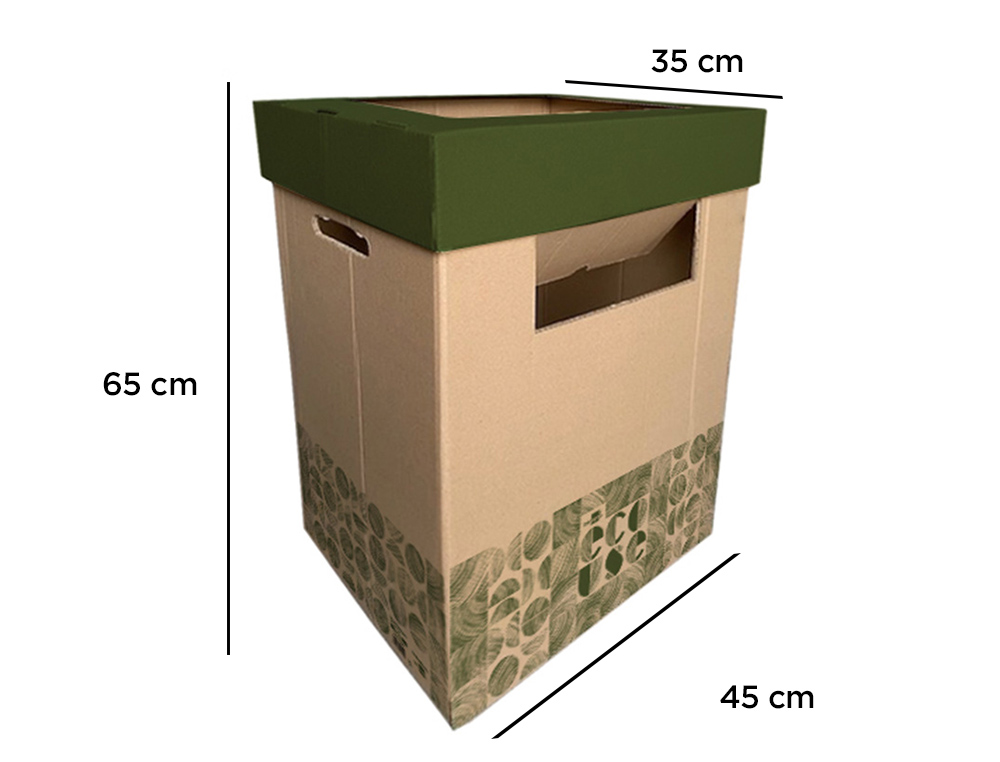 CESTO DE PAPEIS RECICLAGEM LIDERPAPEL CARTAO DUPLO 100% RECICLADO E RECICLAVEL 450X350X650 MM
