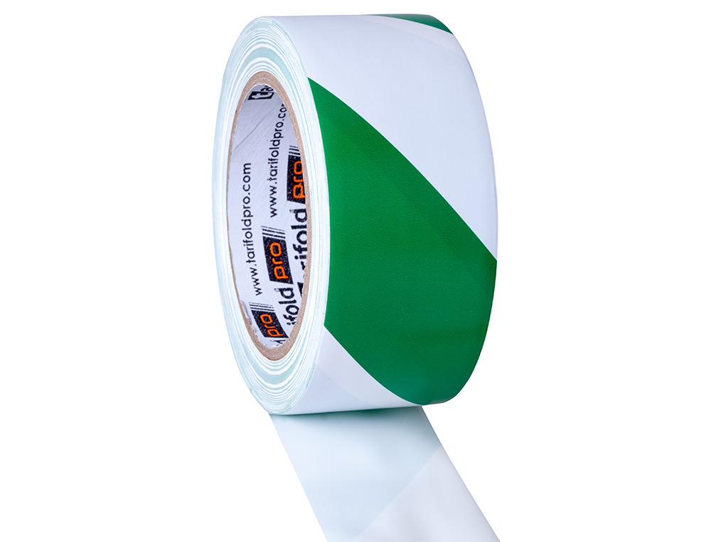FITA ADESIVA TARIFOLD SEGURANCA PARA MARCACAO E SINALIZACAO DE CHAO 33 MT X 50 MM COR BRANCO/VERDE