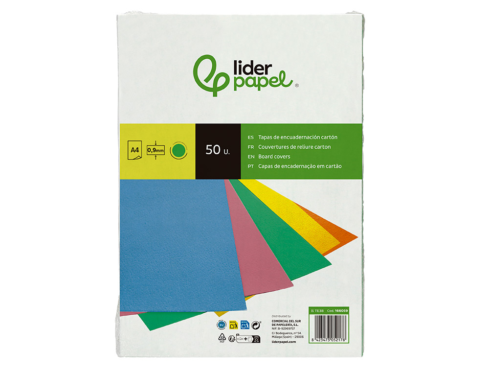 CAPA DE ENCADERNACAO LIDERPAPEL CARTAO DIN A4 0,9 MM VERDE FLUOR PACK DE 50 UNIDADES
