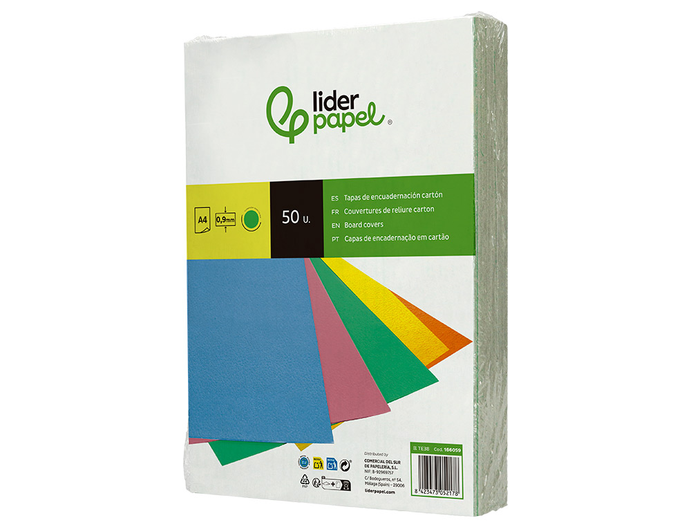 CAPA DE ENCADERNACAO LIDERPAPEL CARTAO DIN A4 0,9 MM VERDE FLUOR PACK DE 50 UNIDADES