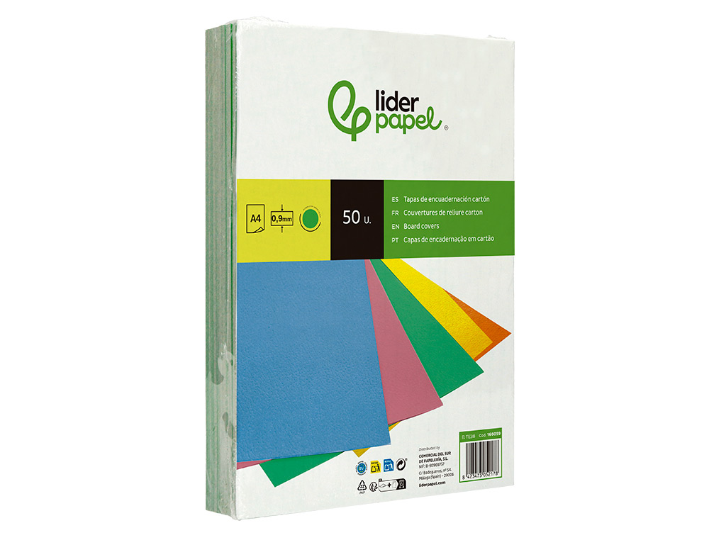 CAPA DE ENCADERNACAO LIDERPAPEL CARTAO DIN A4 0,9 MM VERDE FLUOR PACK DE 50 UNIDADES