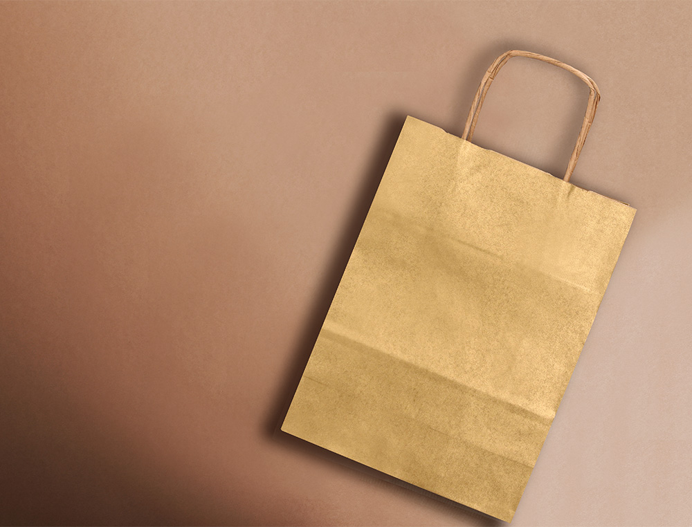 SACO DE PAPEL Q-CONNECT KRAFT OURO XS COM ASA TORCIDA 180X240X80 MM