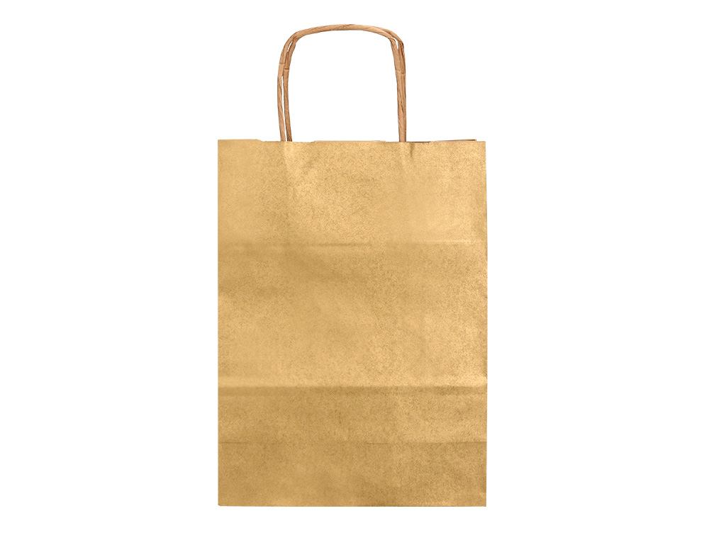 SACO DE PAPEL Q-CONNECT KRAFT OURO XS COM ASA TORCIDA 180X240X80 MM