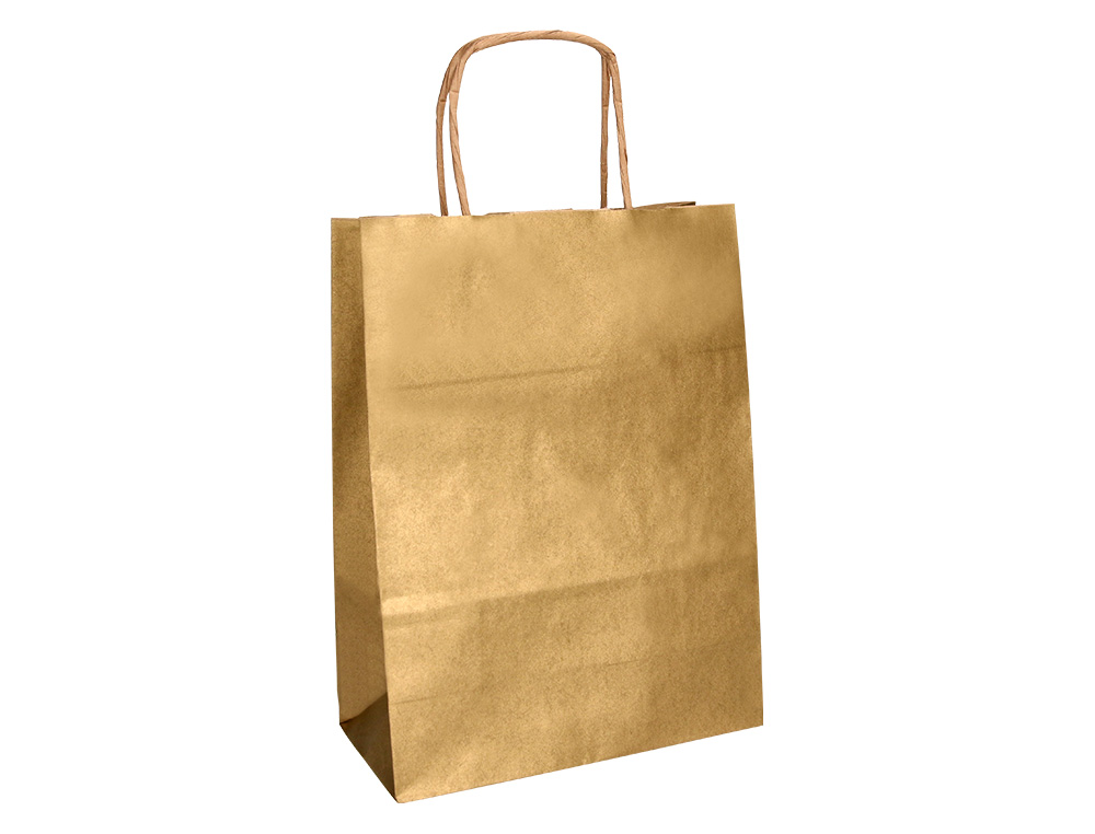 SACO DE PAPEL Q-CONNECT KRAFT OURO XS COM ASA TORCIDA 180X240X80 MM