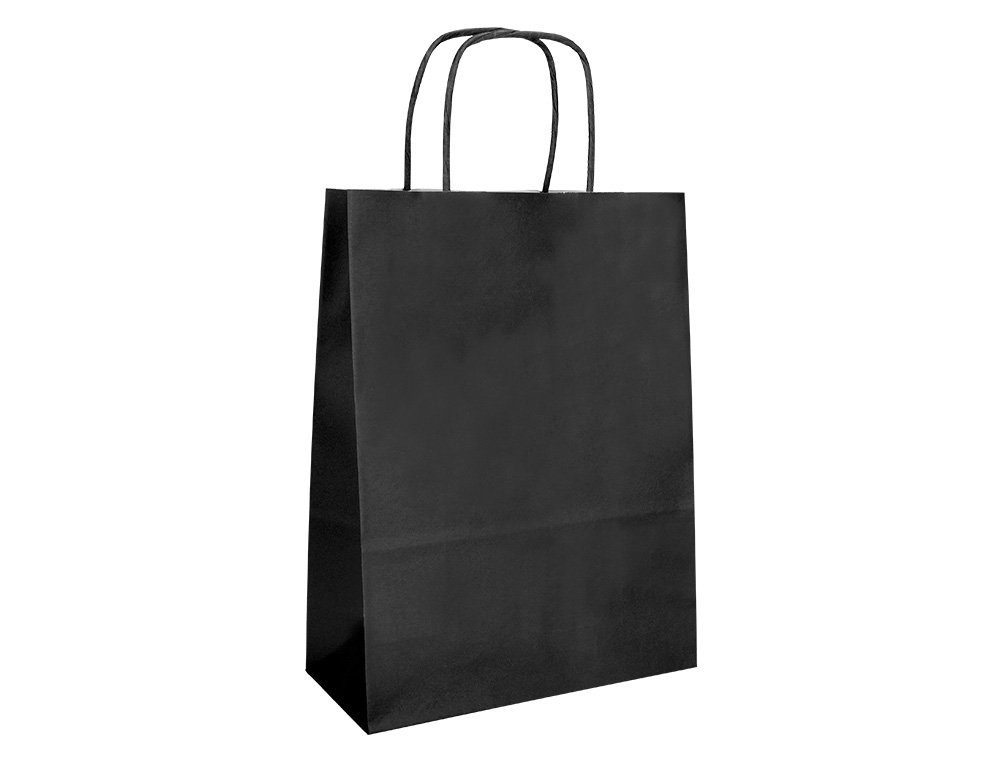 SACO DE PAPEL Q-CONNECT CELULOSE PRETO S COM ASA TORCIDA 240X320X10 MM