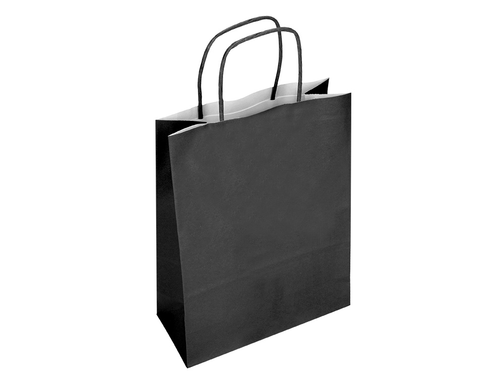 SACO DE PAPEL Q-CONNECT CELULOSE PRETO S COM ASA TORCIDA 240X320X10 MM