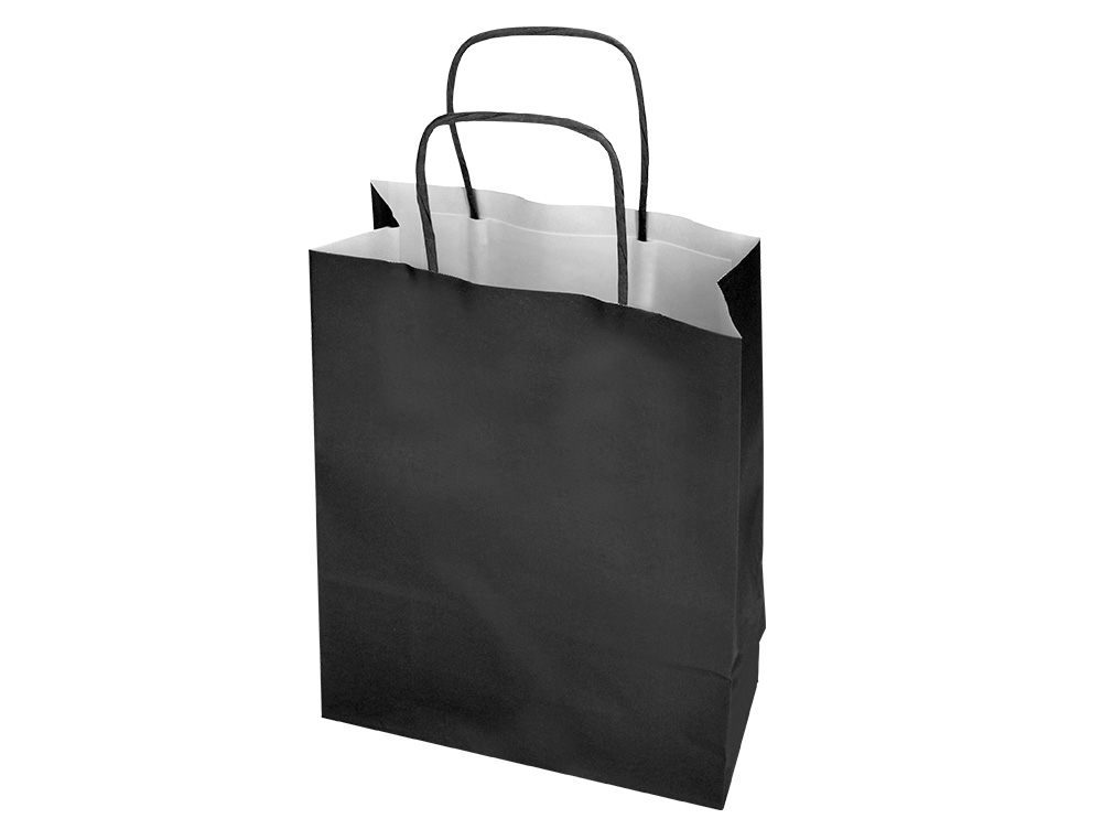 SACO DE PAPEL Q-CONNECT CELULOSE PRETO S COM ASA TORCIDA 240X320X10 MM