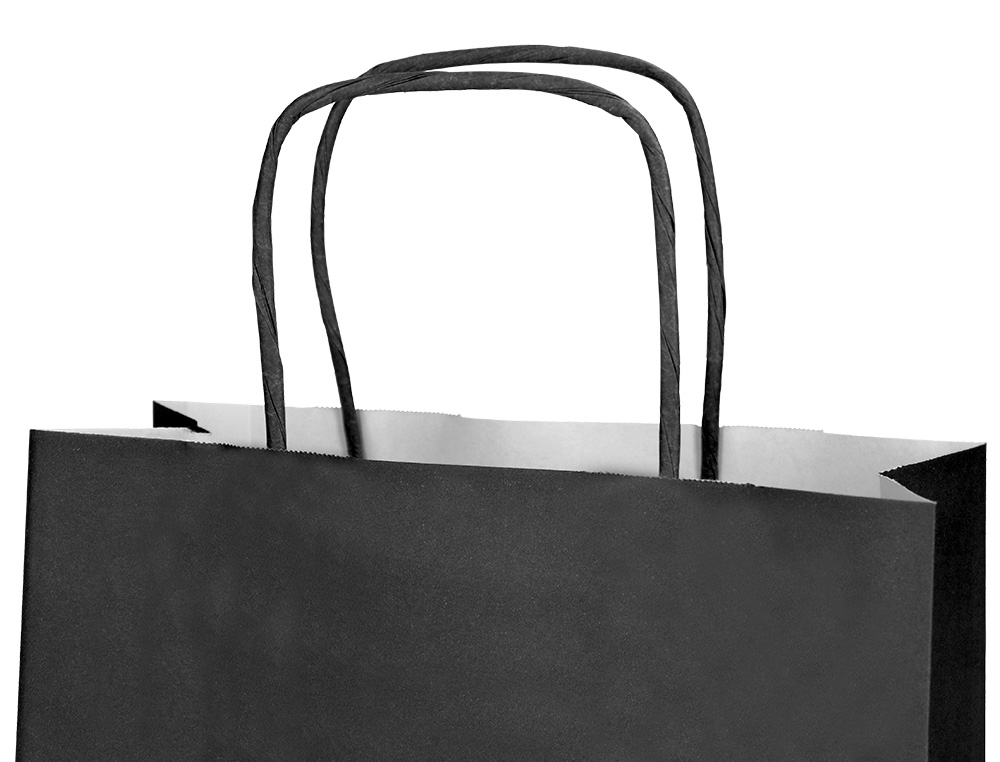 SACO DE PAPEL Q-CONNECT CELULOSE PRETO S COM ASA TORCIDA 240X320X10 MM