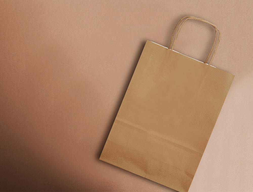 SACO DE PAPEL Q-CONNECT KRAFT NATURAL LISO L COM ASA TORCIDA 320X400X140 MM