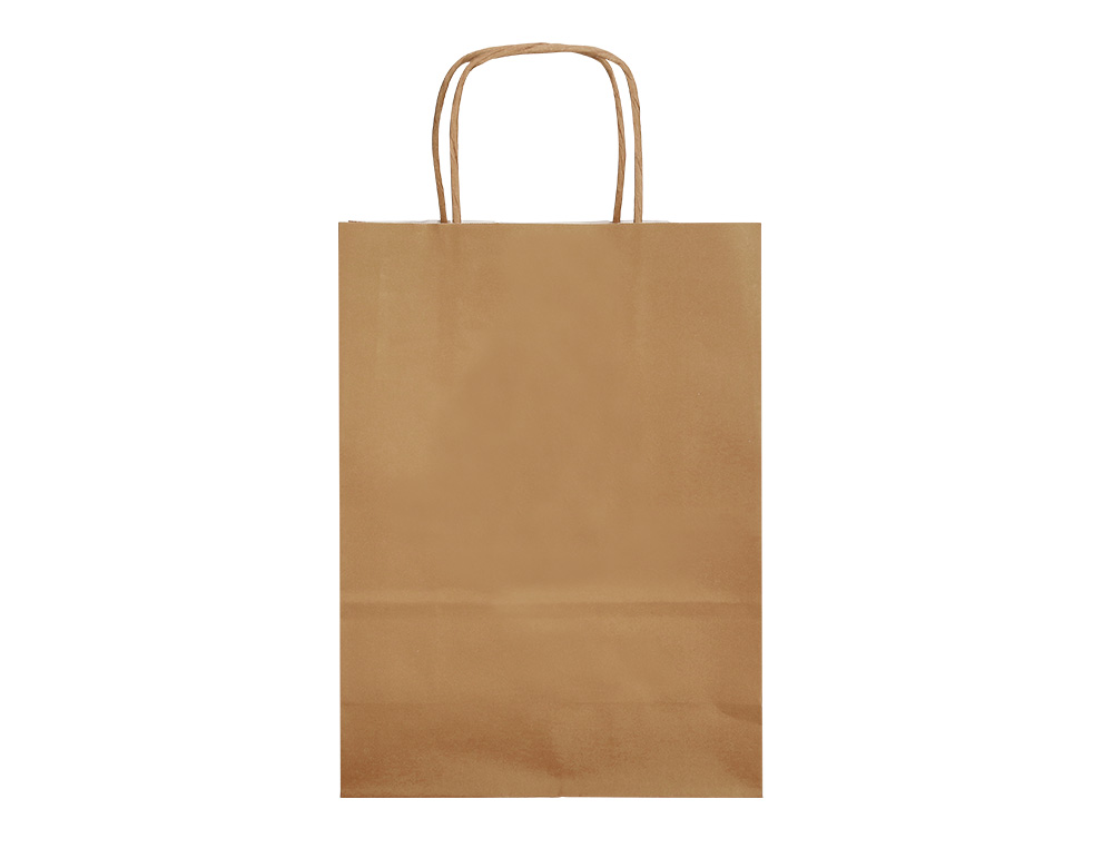 SACO DE PAPEL Q-CONNECT KRAFT NATURAL LISO L COM ASA TORCIDA 320X400X140 MM