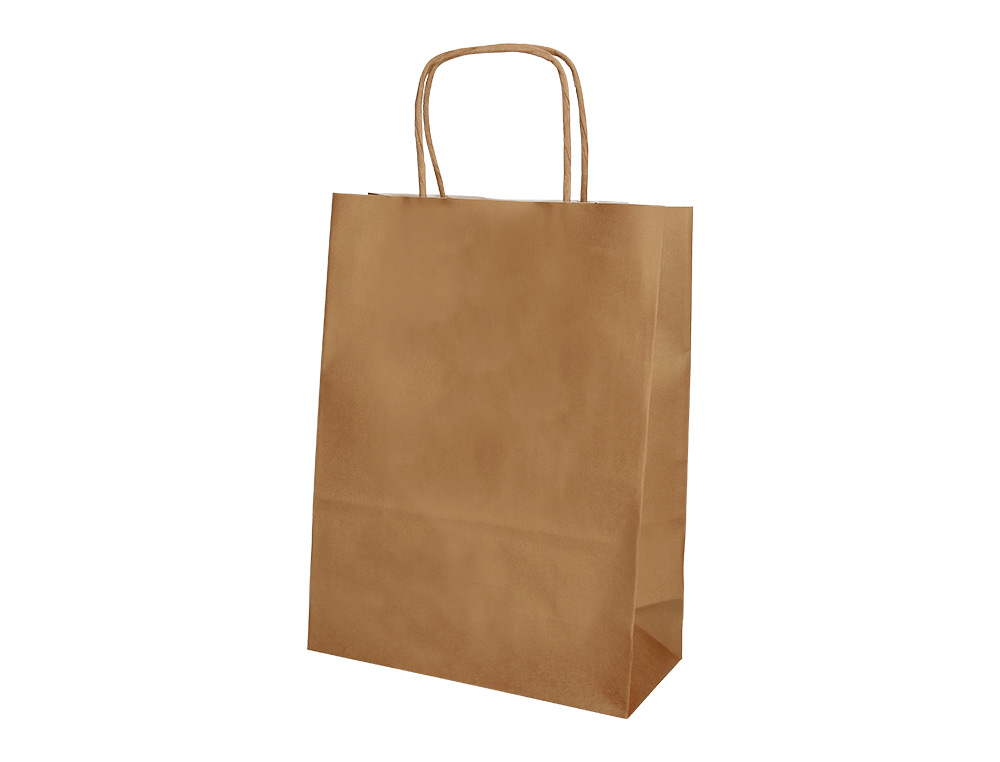 SACO DE PAPEL Q-CONNECT KRAFT NATURAL LISO L COM ASA TORCIDA 320X400X140 MM