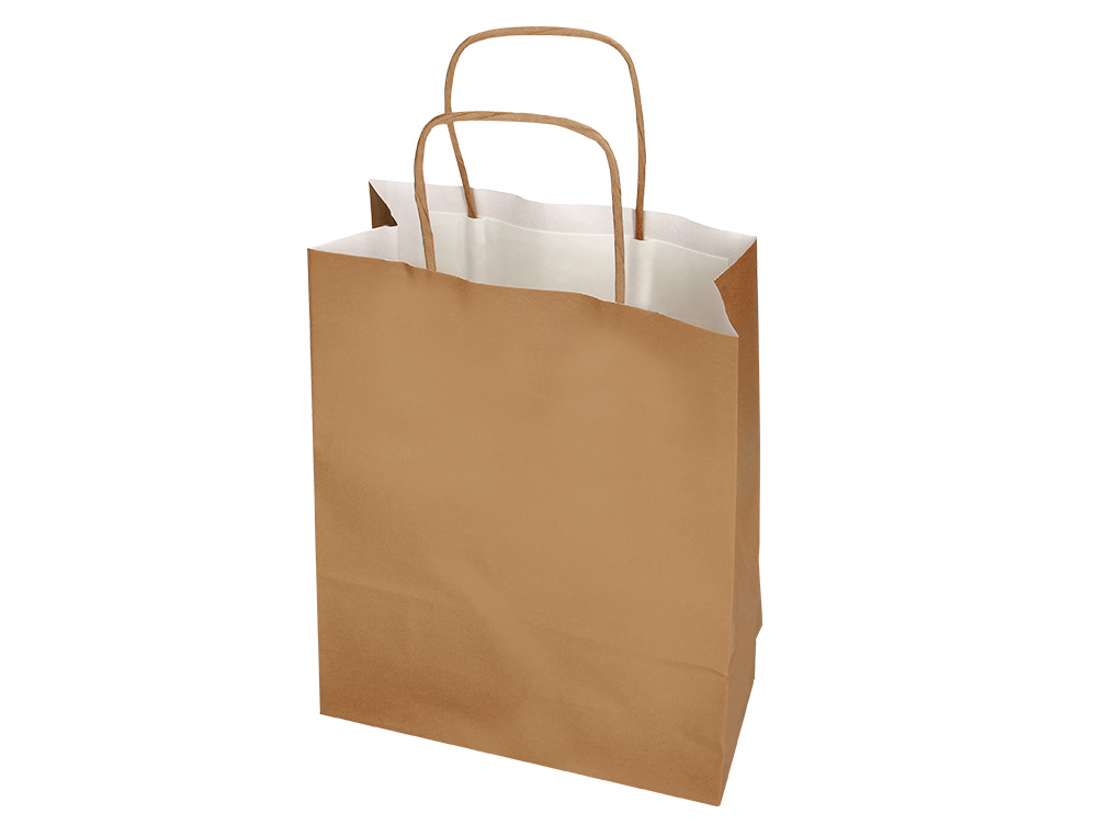 SACO DE PAPEL Q-CONNECT KRAFT NATURAL LISO L COM ASA TORCIDA 320X400X140 MM