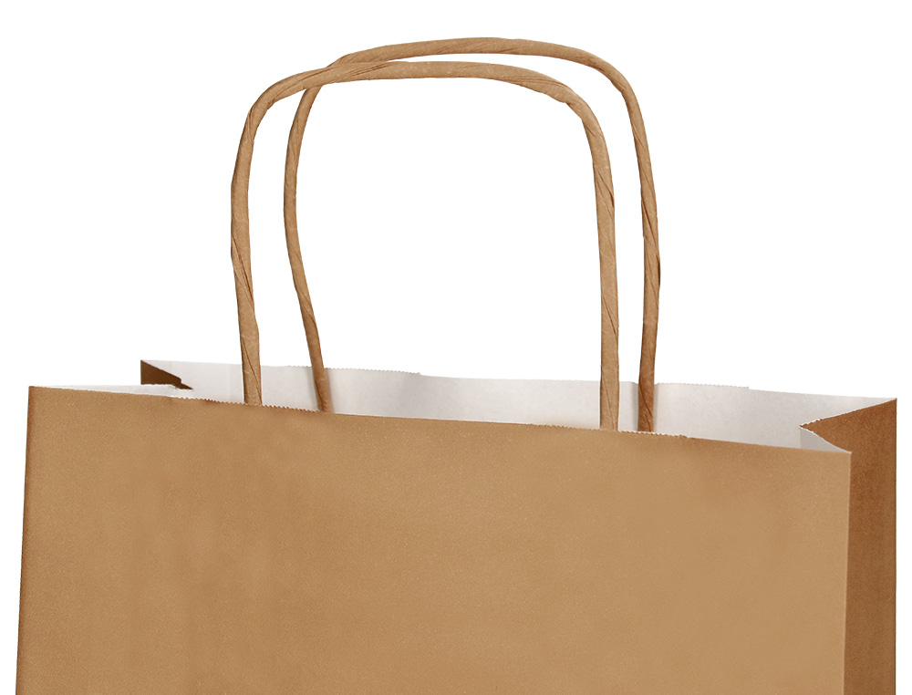 SACO DE PAPEL Q-CONNECT KRAFT NATURAL LISO L COM ASA TORCIDA 320X400X140 MM