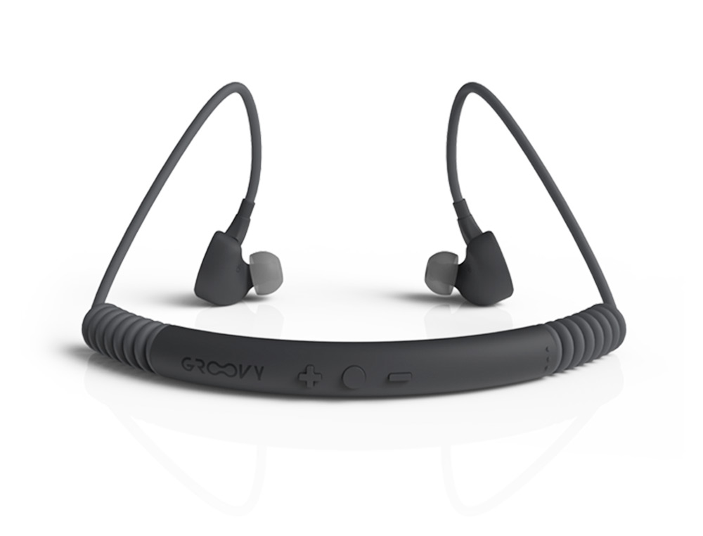 AURICULARES GROOVY SPORT BLUETOOTH NECKBAND COM MICROFONE COR CINZA ESCURO