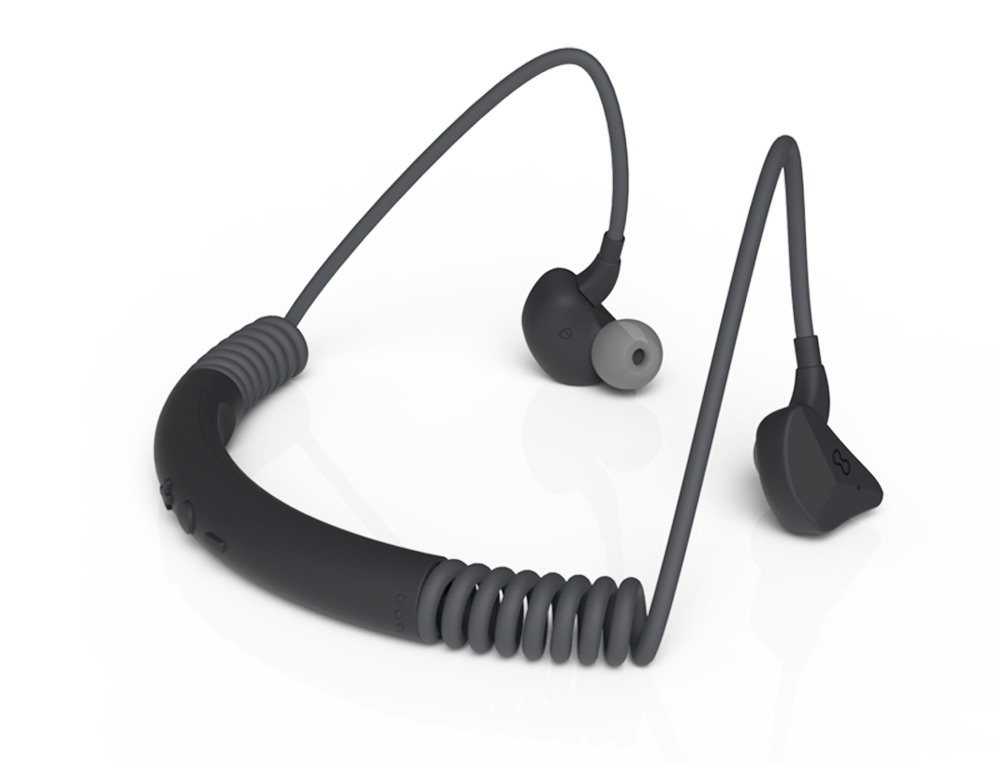 AURICULARES GROOVY SPORT BLUETOOTH NECKBAND COM MICROFONE COR CINZA ESCURO