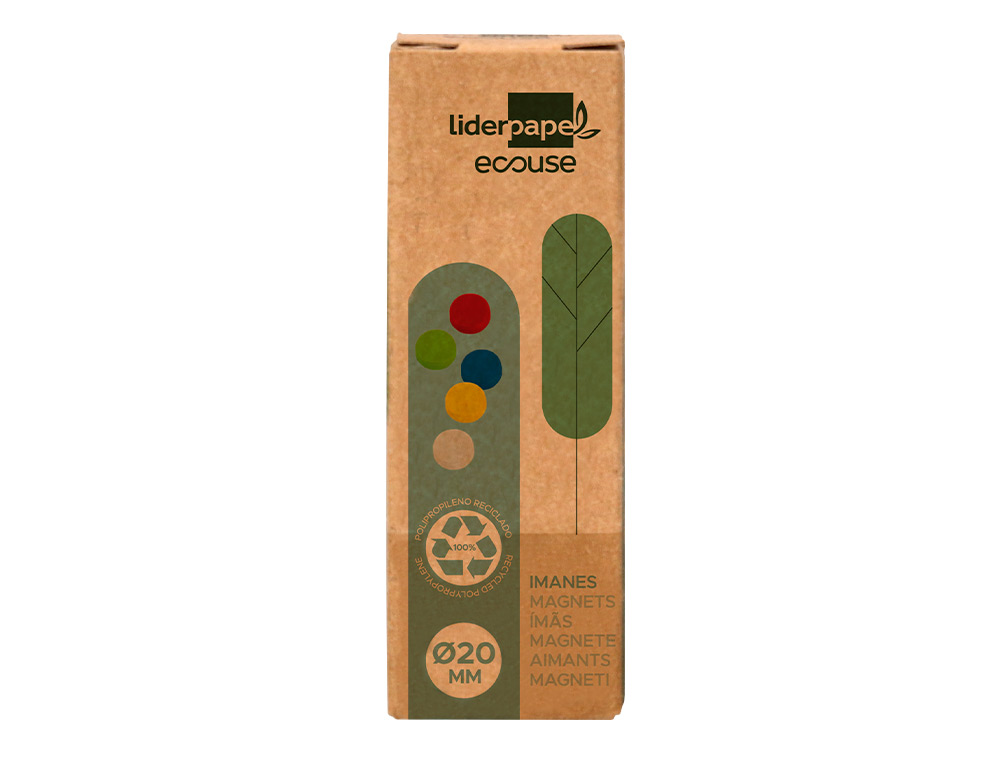 IMAN DE SINALIZACAO LIDERPAPEL ECOUSE PP RECICLADO PARA QUADRO MAGNETICO 20 MM CAIXA DE 10 UNIDADES CORES SORTIDAS